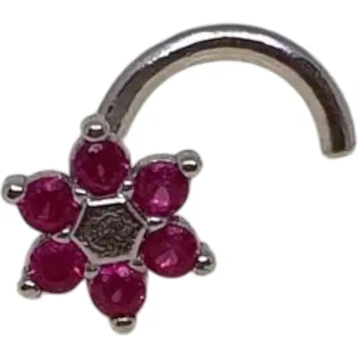 Серебряная серьга-пирсинг Астор в нос с фианитами. 8182434Р Розовый