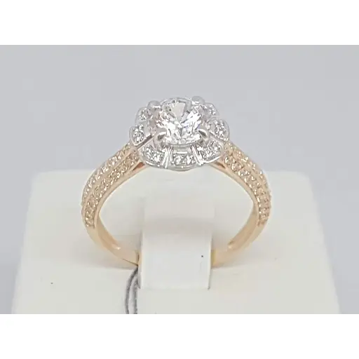 Золотое кольцо Харьковская ювелирная фабрика с фианитами Swarovski. 80512-СВ 18,5 - фото 4