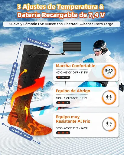 Шкарпетки з підігрівом 2024, теплові шкарпетки Eventek 7,4 В, що перезаряджаються, на 360° з підігрівом шкарпетки з підігрівом - фото 4