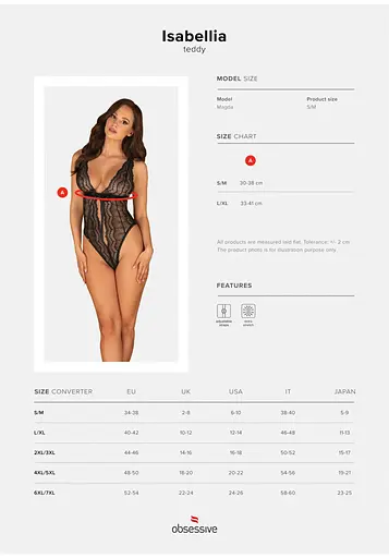 Боді Obsessive Isabellia L/XL (чорний) - фото 13