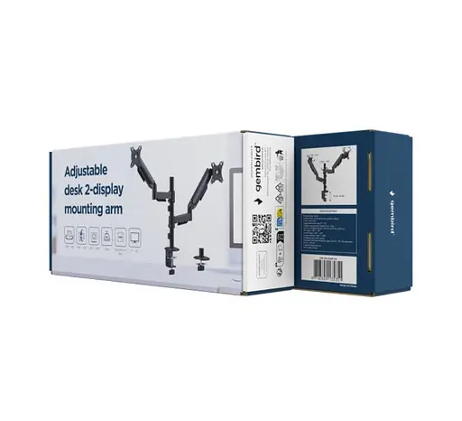 Кронштейн настільний для 2 моніторів Gembird MADA2P02 17-32 дюйми Black - фото 6