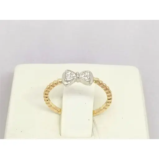 Золоте кільце Харківська ювелірна фабрика Бантик з фіанітами. 700270 15 - фото 4