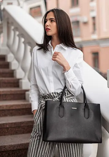 Шкіряна жіноча сумка Шоппер чорна Blackwood - фото 2