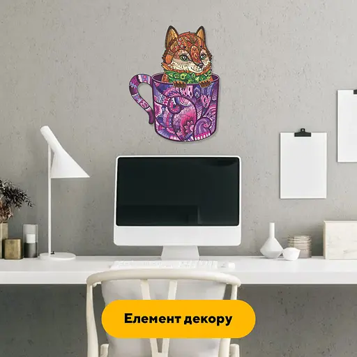 Пазл деревянный Лисичка в чашечке, А4, Деревянная коробка 100 элементов - фото 6