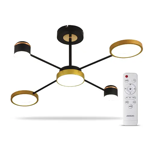 Світлодіодна накладна люстра Ardero AL6120ARD STORIA 41Вт чорний золото - фото 1