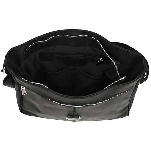 Мужская сумка через плечо Tarwa из черной крейзи хорс 36.5х30х11 см sum0028290 - фото 2