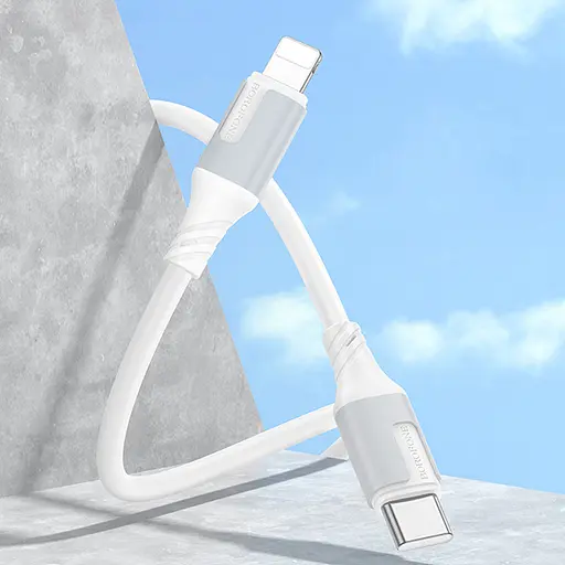 Дата кабель Borofone BX101 Creator 27W Type-C to Lightning (1m) White - фото 4