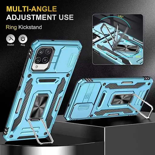 Ударопрочный чехол Epik Camshield Army Ring для Samsung Galaxy M53 5G Голубой / Light Blue - фото 2