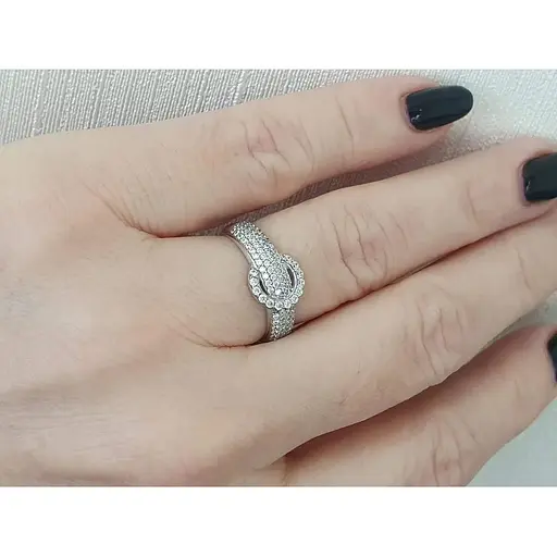 Срібне кільце Агні Леферб з фіанітами. 1622/1Р-CZ 17 - фото 2