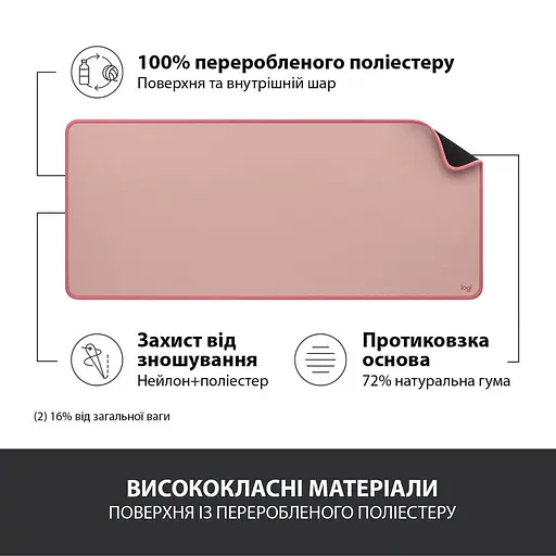 Игровая поверхность Logitech Desk Mat Studio Series Darker Rose (956-000053) - фото 4