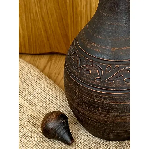 Пляшка 1 літр керамічна (глиняна) різьблена без ручки декор - фото 7