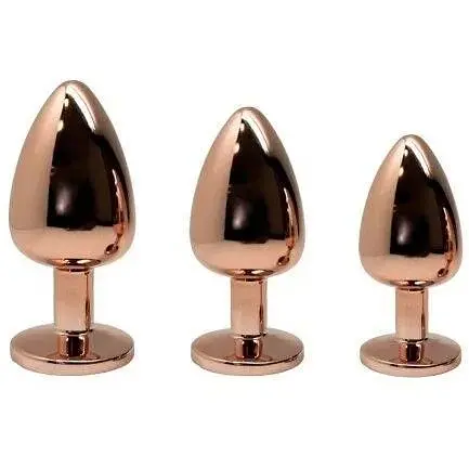 Металева анальна пробка Wooomy Tralalo Rose Gold Plug Magenta M діаметр 3.4 см довжина 8 см - фото 3
