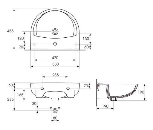 Умывальник мебельный Cersanit President 55 см с отверстием Белый K08-101 30412 - фото 2