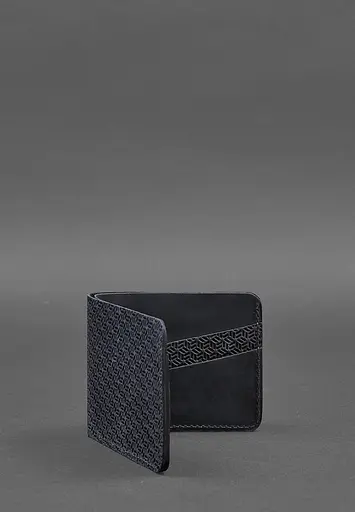 Мужской кожаный портмоне 4.1 (4 кармана) синий Карбон - фото 4