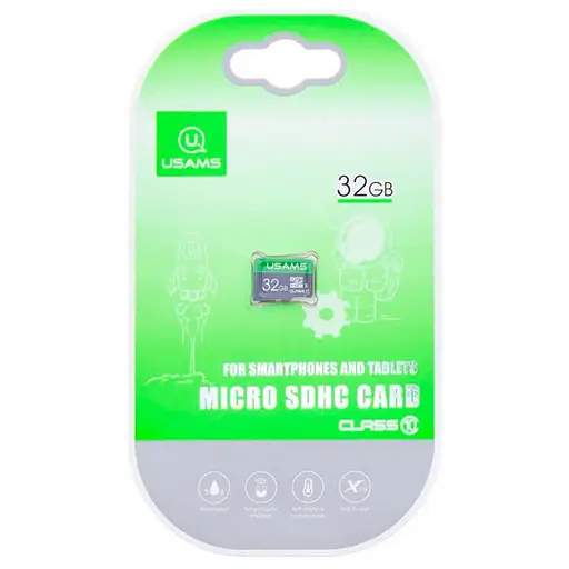 Карта памяти Usams US-ZB094 (TF High Speed Card) microSDHC Class 10 - 32GB без адаптера Green - фото 2
