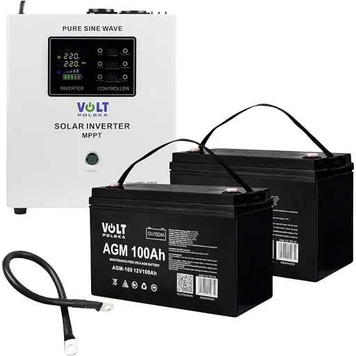 Гібридний ДБЖ/інвертор Volt Polska SINUS PRO 2000 S 24/230V 1400/2000W + 2 шт Акумулятор VOLT VRLA 100Ah 12V