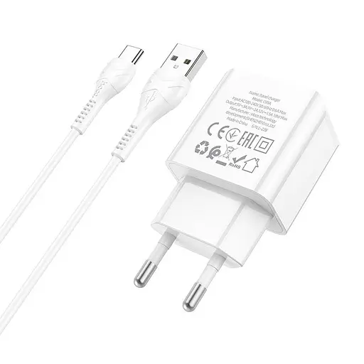 Зарядний комплект Hoco C98A Type-C cable Proton 1 USB 18W білий - фото 9
