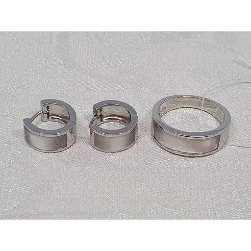 Срібні сережки Аметист з перламутром 1156512 - фото 4