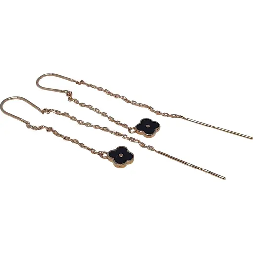 Золотые серьги-протяжки Favoritum с эмалью. 210156