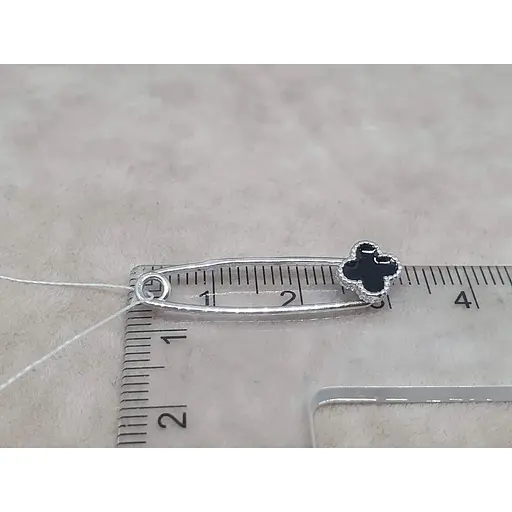 Срібна шпилька Астор Конюшина з емаллю. 9162647 - фото 4