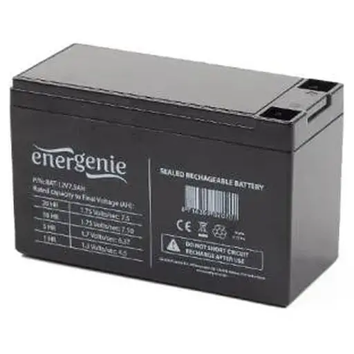 Акумуляторна батарея EnerGenie, 12V, 7.5 Агод, AGM, T2, 151x94x65 мм, 2.8 кг (BAT-12V7.5AH)