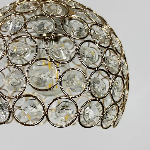 Золотий підвісний світильник із декоративним кришталем Ø 20 см | Line F | Арт. 402/1M GD - фото 3