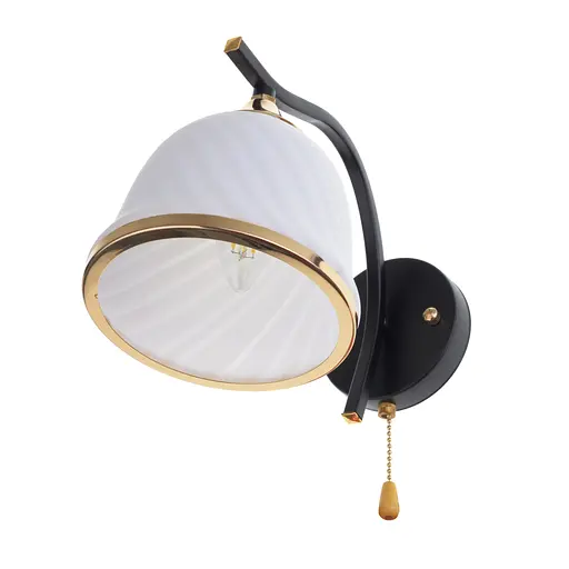 Бра Brille LK-710W/1 E27 BK + FG з мотузковим вимикачем для кабінету залу в спальню передпокій