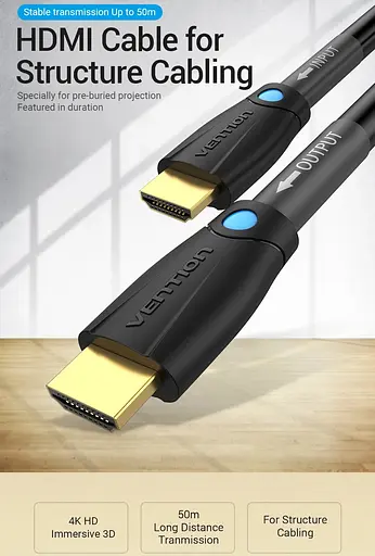 Кабель Vention HDMI M - M 8.0 м V2.0 Engineering 4K 60Гц 18Gbps HD 7.1 PVC Black - фото 8