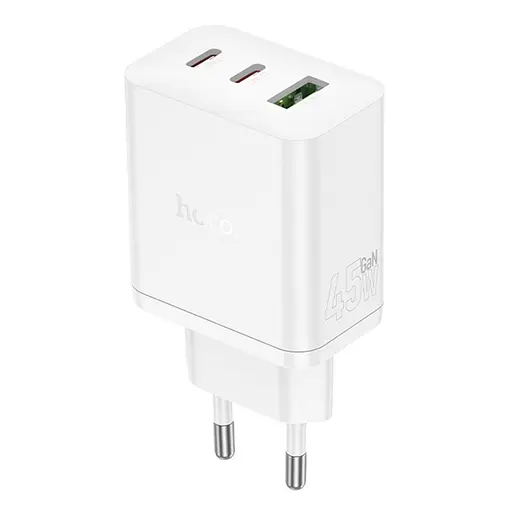 Мережевий зарядний пристрій Hoco N50 USB/2 Type-C PD 45W білий - фото 3
