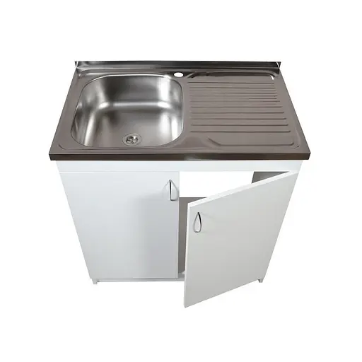 Кухонна тумба з накладною мийкою в комплекті ЛДСП 80х60х83 см Біла (52868-0116) - фото 5