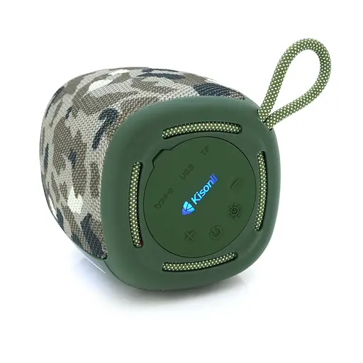 Колонка Kisonli Q17 Bluetooth 5.3, 1х8W, 1800mAh, USB/TF/TWS/FM/BT/LED, DC: 5V/1A, BOX, Camouflage, Q45 - фото 3