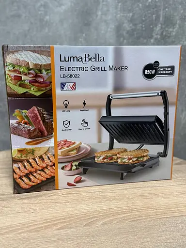 Гриль электрический прижимной Luma Bella LB-58022 антипригарное покрытие 850Вт Черный с серым - фото 5