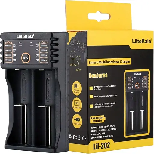 Зарядний пристрій LiitoKala Lii-202 для акумуляторів Li-Ion/LiFePO4/Ni-Mh з функцією PowerBank - фото 6