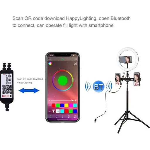 Кільцева USB RGBW LED лампа Puluz PKT3055B 10.2" + штатив 1.65 м - фото 4