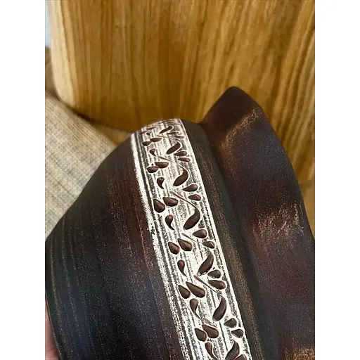 Макітра хвиля 2.5 літра керамічна (глиняна) різьблена ангоб - фото 4