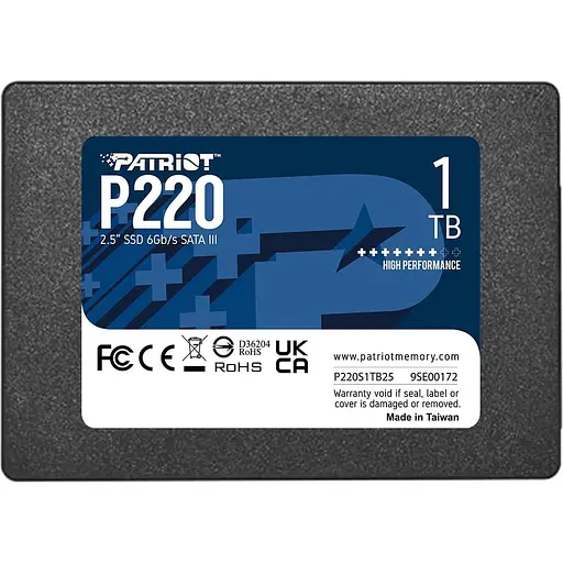 Накопичувач SSD Patriot Sata 2.5" 1TB P220 2.5" SATAIII TLC (P220S1TB25) - фото 1