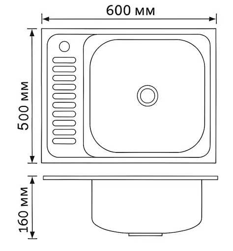 Кухонная мойка Brinex 6050-R 0.6 мм, накладная BRIN6050RSAT06 - фото 7