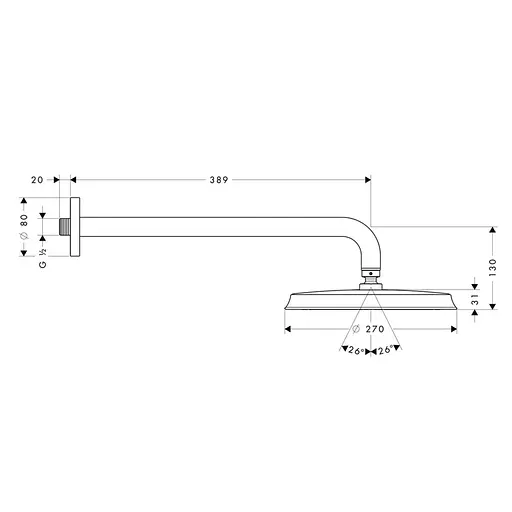 Верхний душ Hansgrohe Raindance Classic AIR 240 мм с держателем 383 мм Chrome/Gold Optic 27424090, Золотой - фото 2