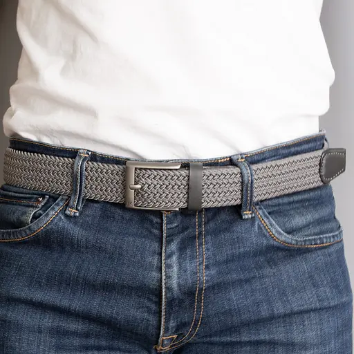 Ремень-резинка мужской JK-35003 (110 см) темно-серый плетеный - фото 4