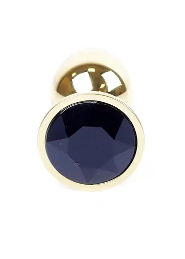 Металлическая анальная пробка с кристаллом Boss Jewellery Gold Plug 7 см (черный) - фото 3