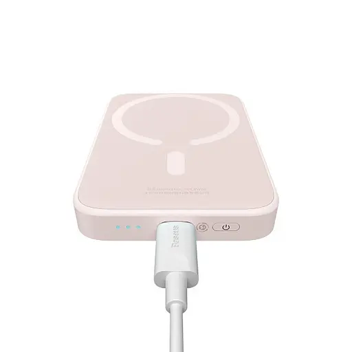 Магнітний портативний павербанк з бездротовою зарядкою Baseus Magnetic 20 W 6000 mAh для iPhone рожевий - фото 5