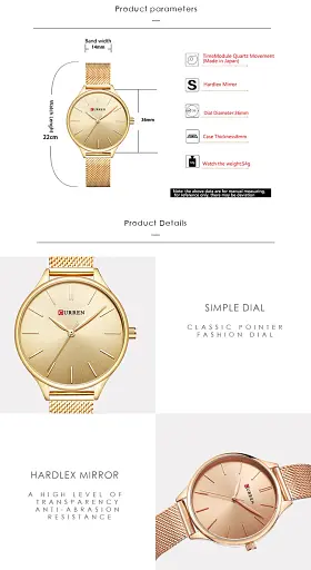 Годинники наручні жіночі Curren 9024 Black (18680) - фото 3