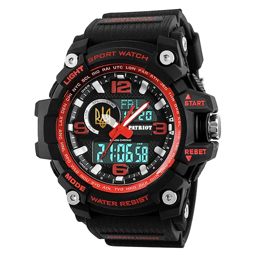 Наручные часы мужские 012BKRDUAGD Тризуб золото Чорные с красным + Коробка Patriot acs0031004 - фото 6