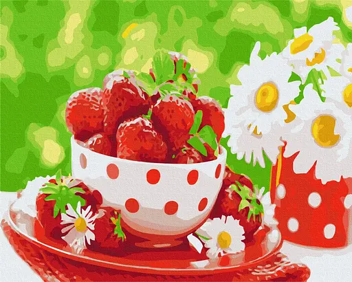 Картина за номерами на підрамнику Brushme Полуничний перекус