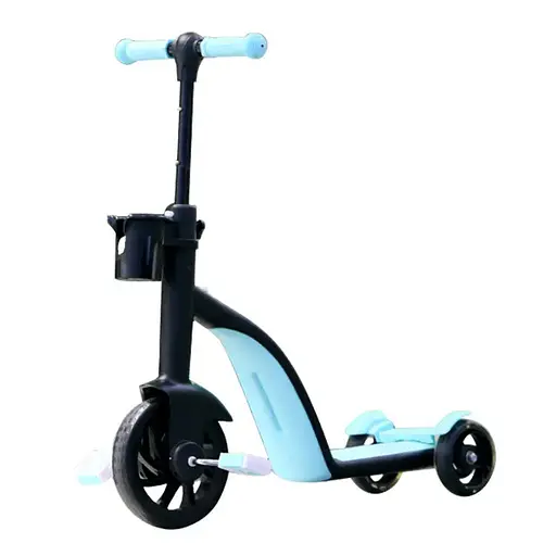 Детский трехколесный самокат велосипед беговел (Голубой) - фото 2