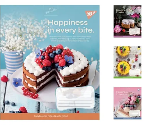 Зошити учнівські 36 аркушів лінія. YES Desserts 15 шт. в упаковці