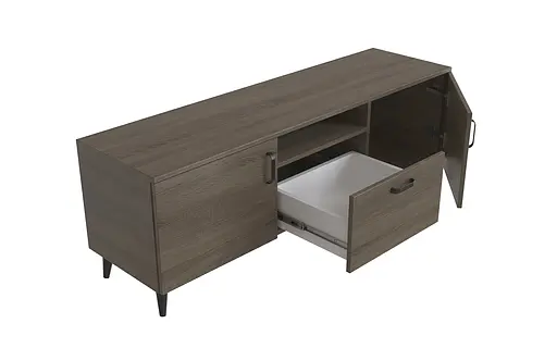 Тумба Лестер на конусних ніжках Ferrum-decor 48x139x38 Чорний метал ДСП Дуб Сонома Трюфель 16 мм (FRD-106805) - фото 4