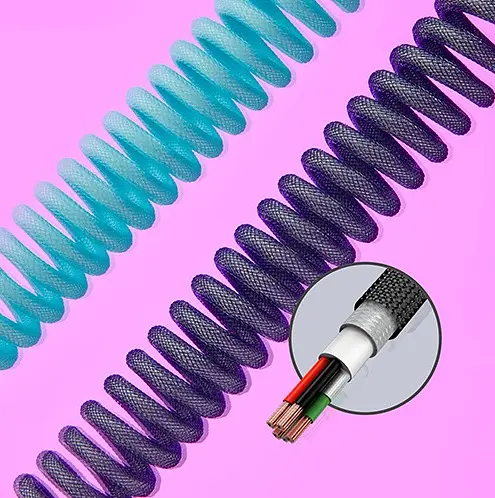 HyperX Кабель USB-A - USB-C спиральный, 1.37м Grey/Black - фото 7