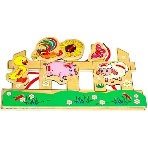 Игрушка для развития шнуровка Домашние животные 3