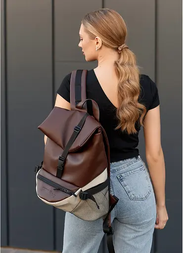 Жіночий рюкзак Sambag RENEDOUBLE шоколадний 37 х 31 х 14 см (27151120r) - фото 1